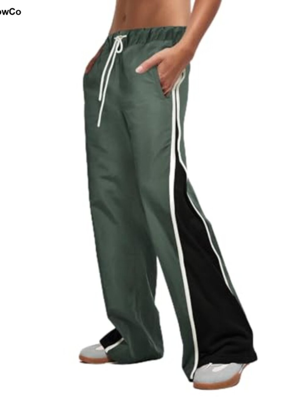 Wide Leg Track Pants High Waisted Drawstring Baggy Parachute Streetwear